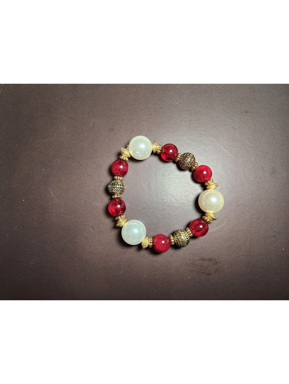 Costume Jewelry Stretch Bracelet with Beads (Pearl, Red, Gold, Bronze)